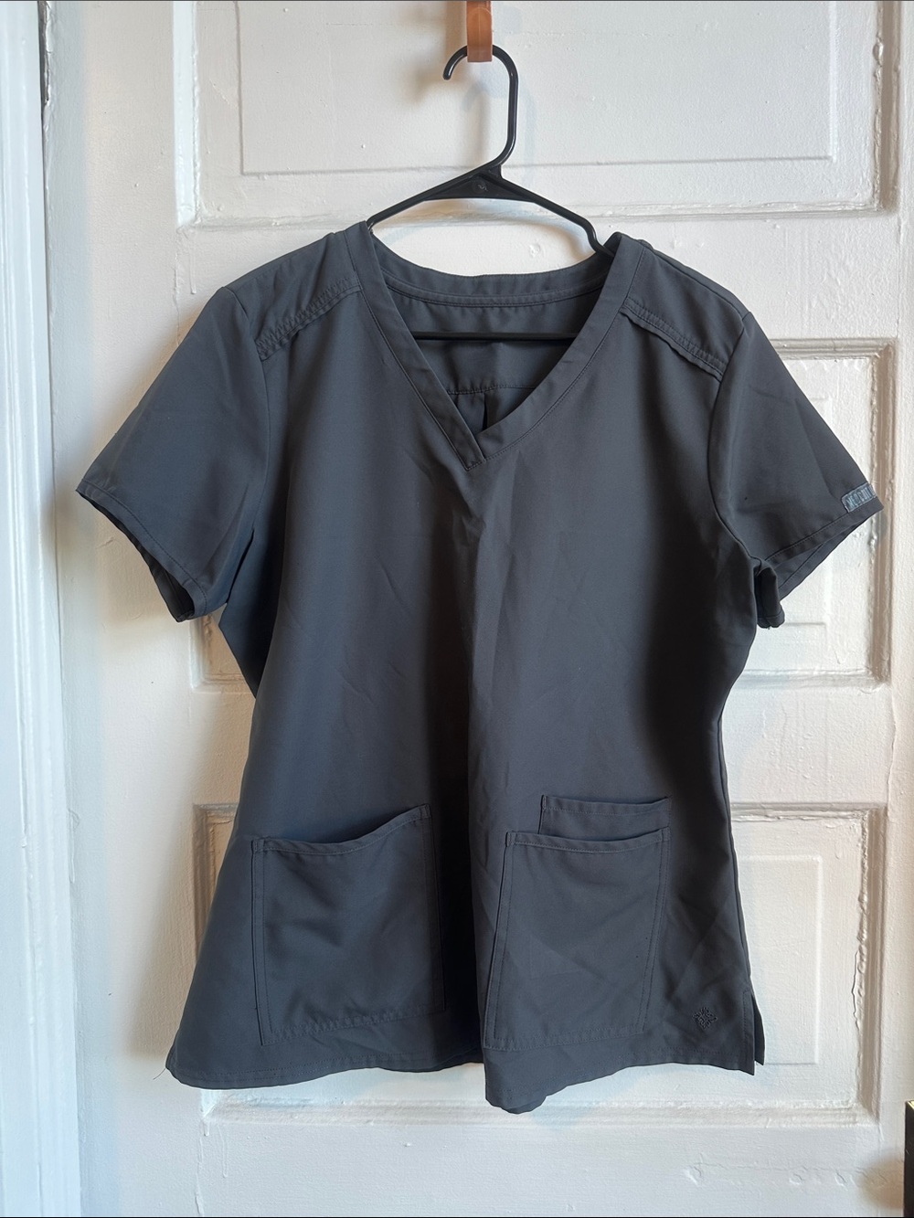MedCouture Women’s V-Neck Scrub Top - Charcoal Gray